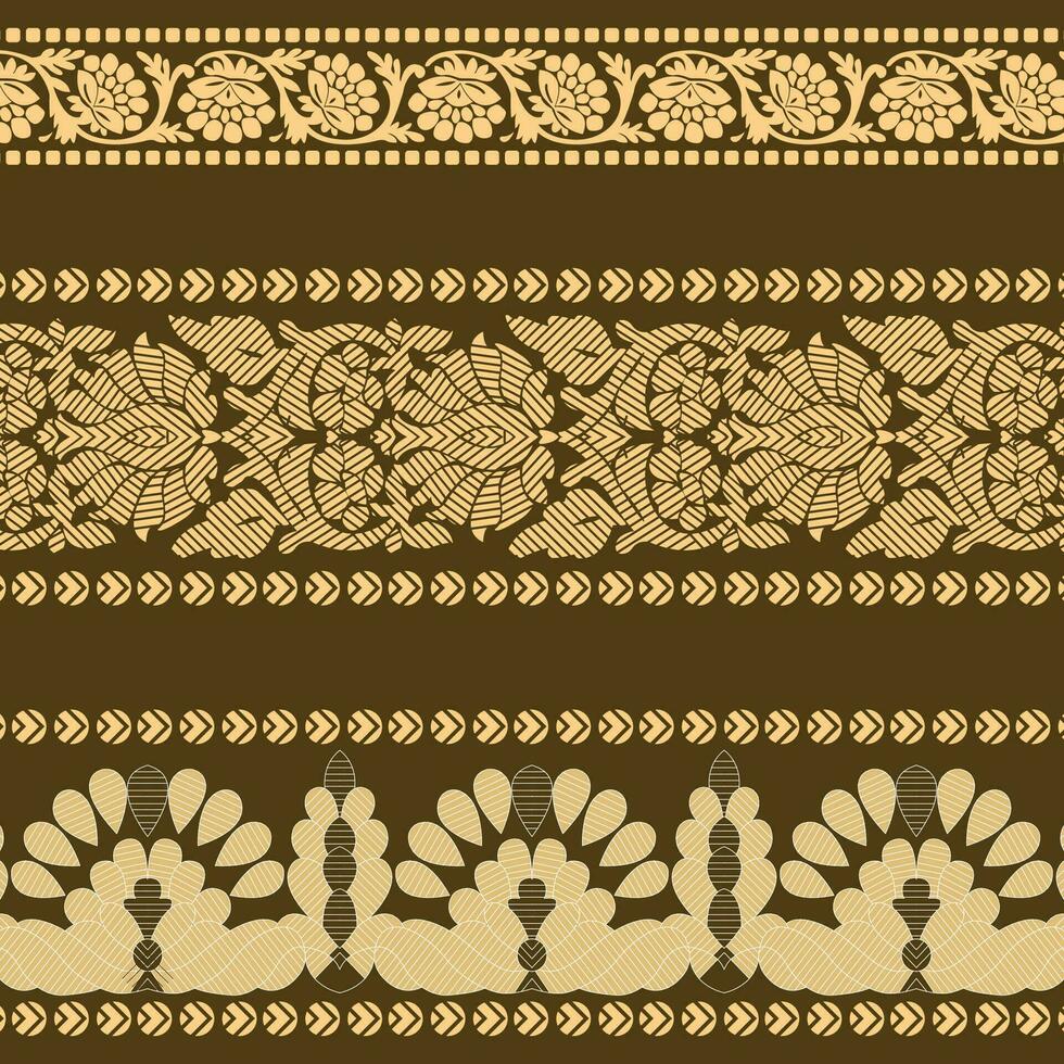 decorativo oro de colores fronteras con floral y hoja motivos vector