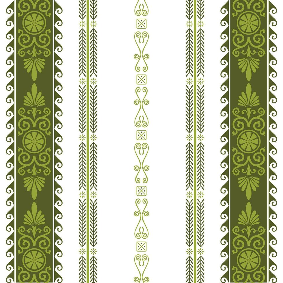 A green and white striped borders with unique designs vector