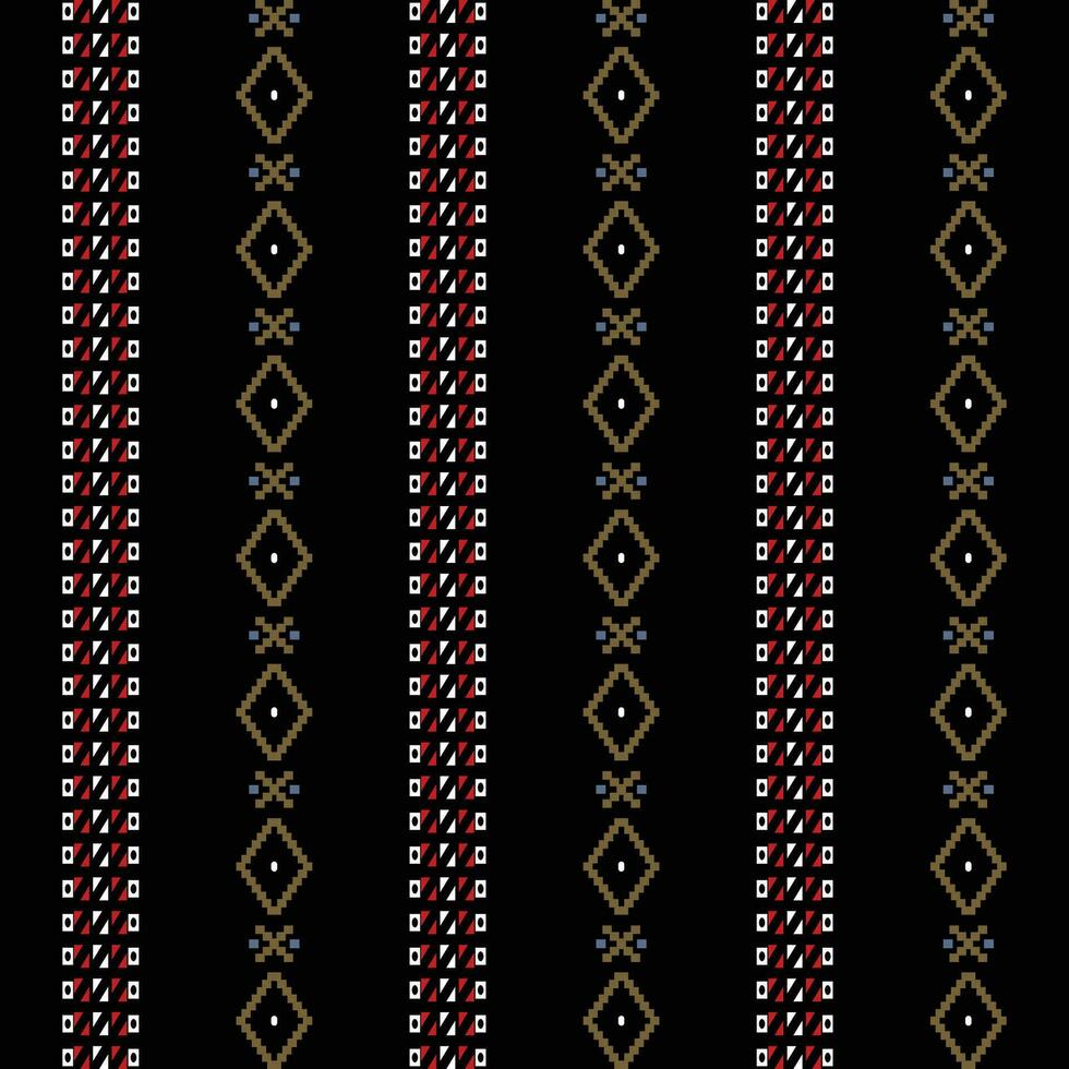 Abstract artwork with red, white, and blue pattern lines on a black background vector