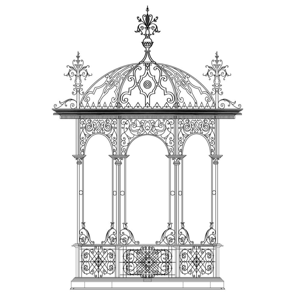 A black and white drawing of a tomb vector