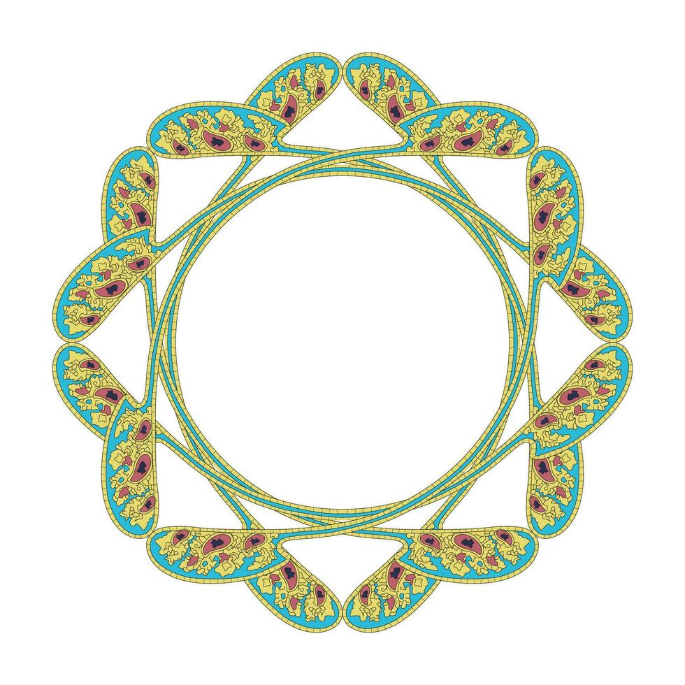 A circular frame with an intricate design in the center vector