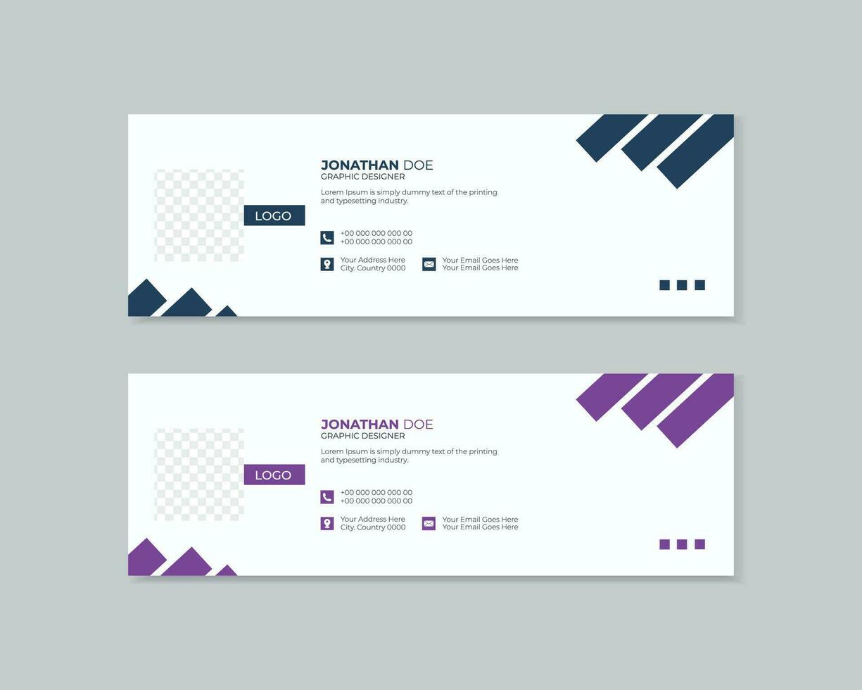 Corporate Email signature template or email footer and personal social media cover templates with an author photo place creative modern layout vector