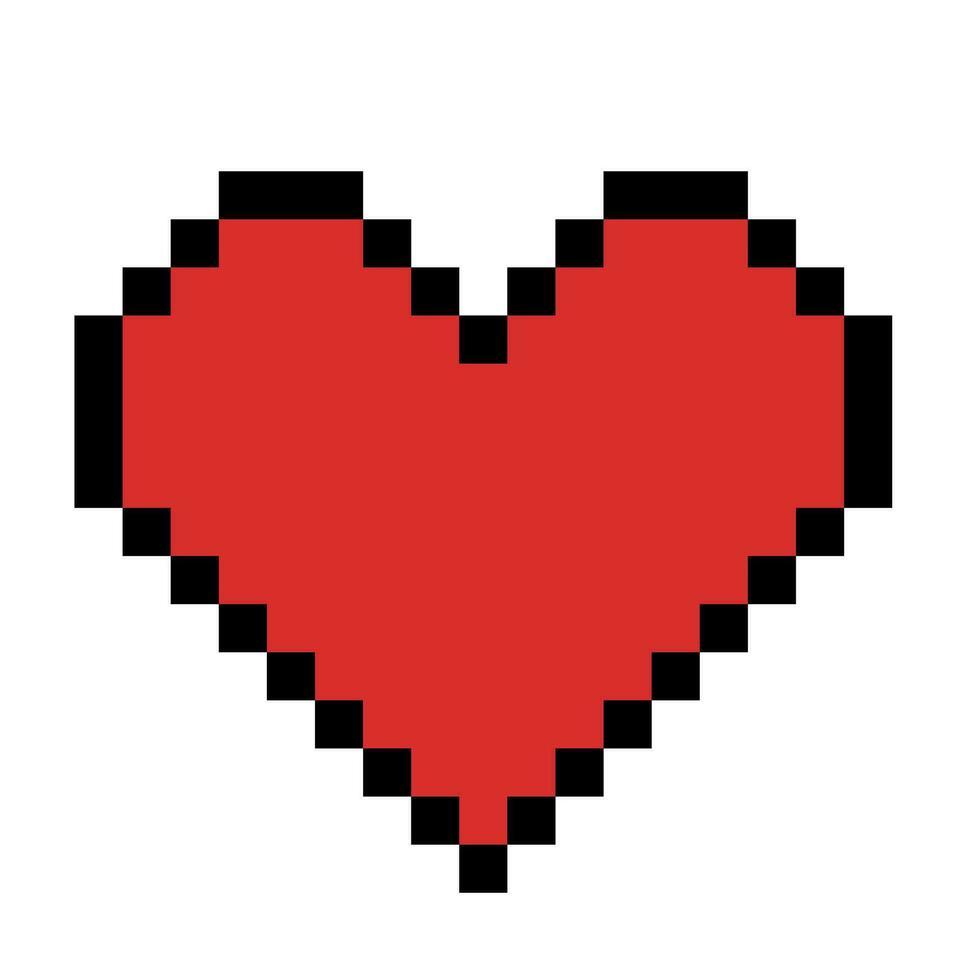 Pixel red heart. Vector illustration