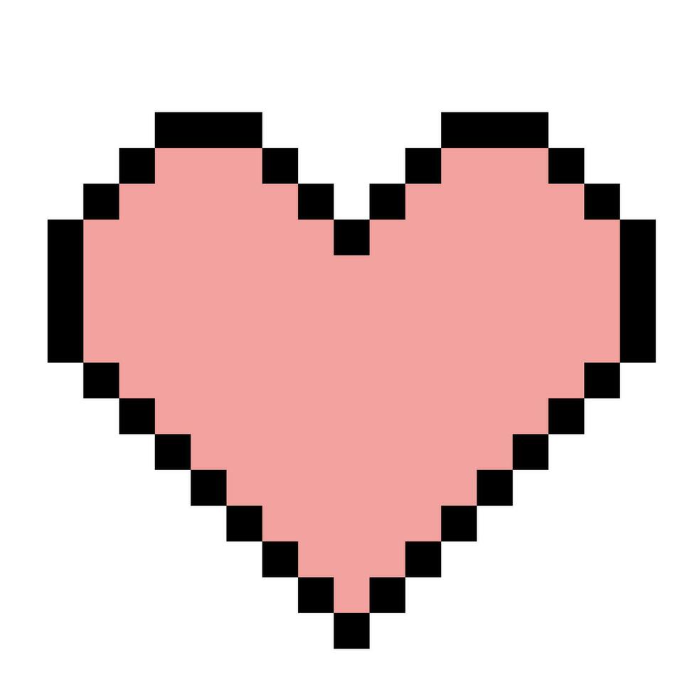 Pixel pink heart. Vector illustration