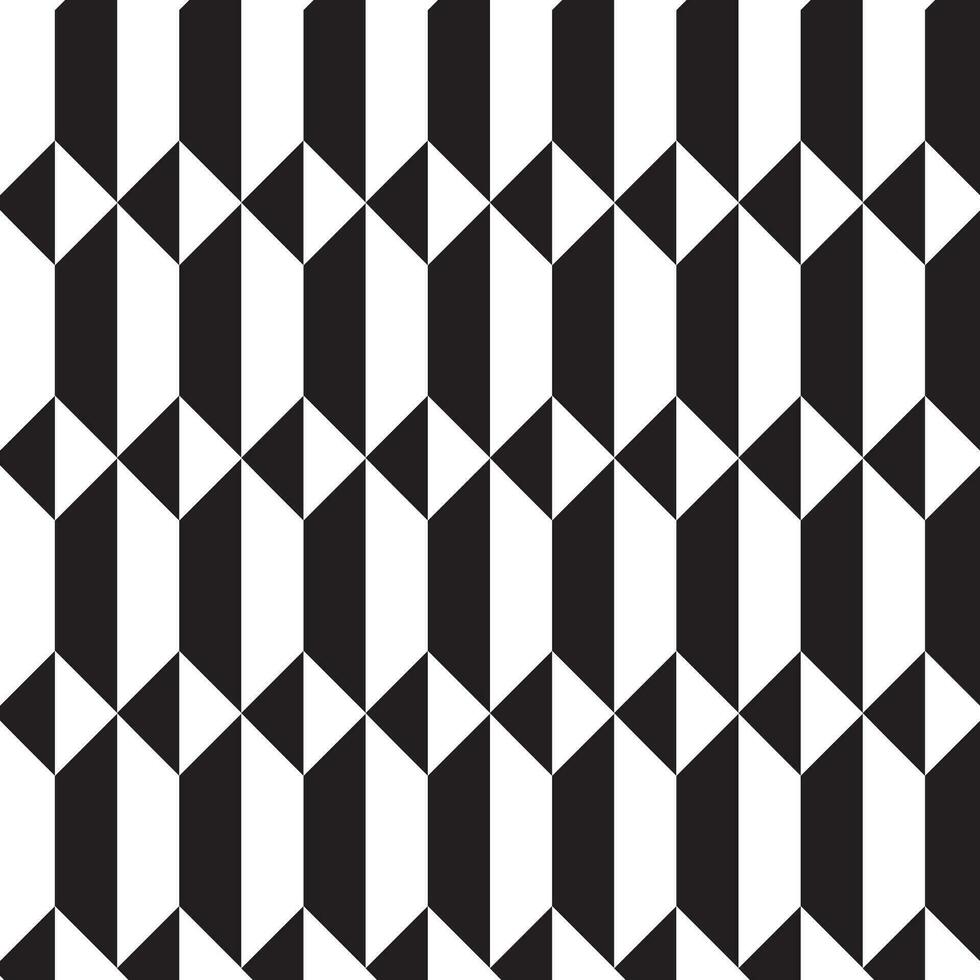 An abstract black and white pattern of interlocking triangles, seamless repeated pattern vector