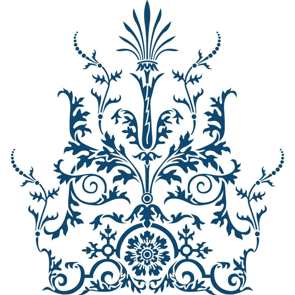 A blue and white ornamental design on a white background vector