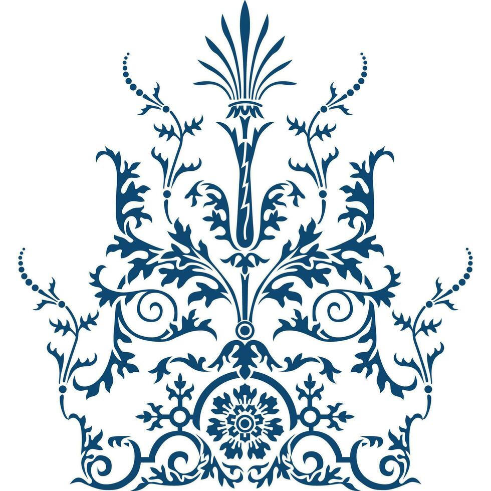 A blue and white ornamental design on a white background vector