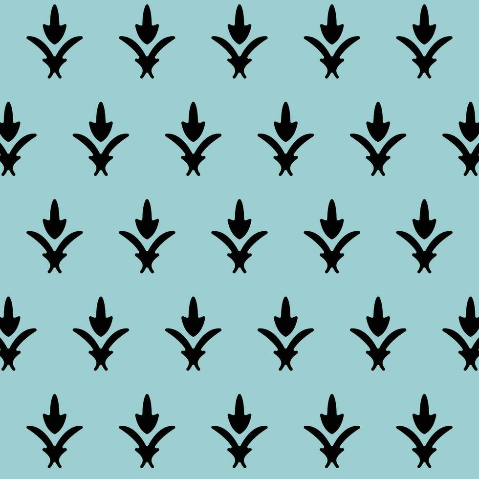 A pattern of black leaves on a blue background vector