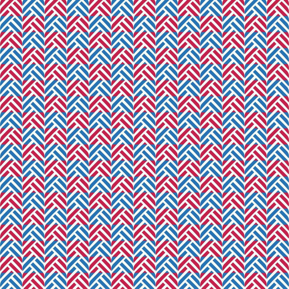 A vibrant geometric cross stitch pattern in red, white, and blue colors vector