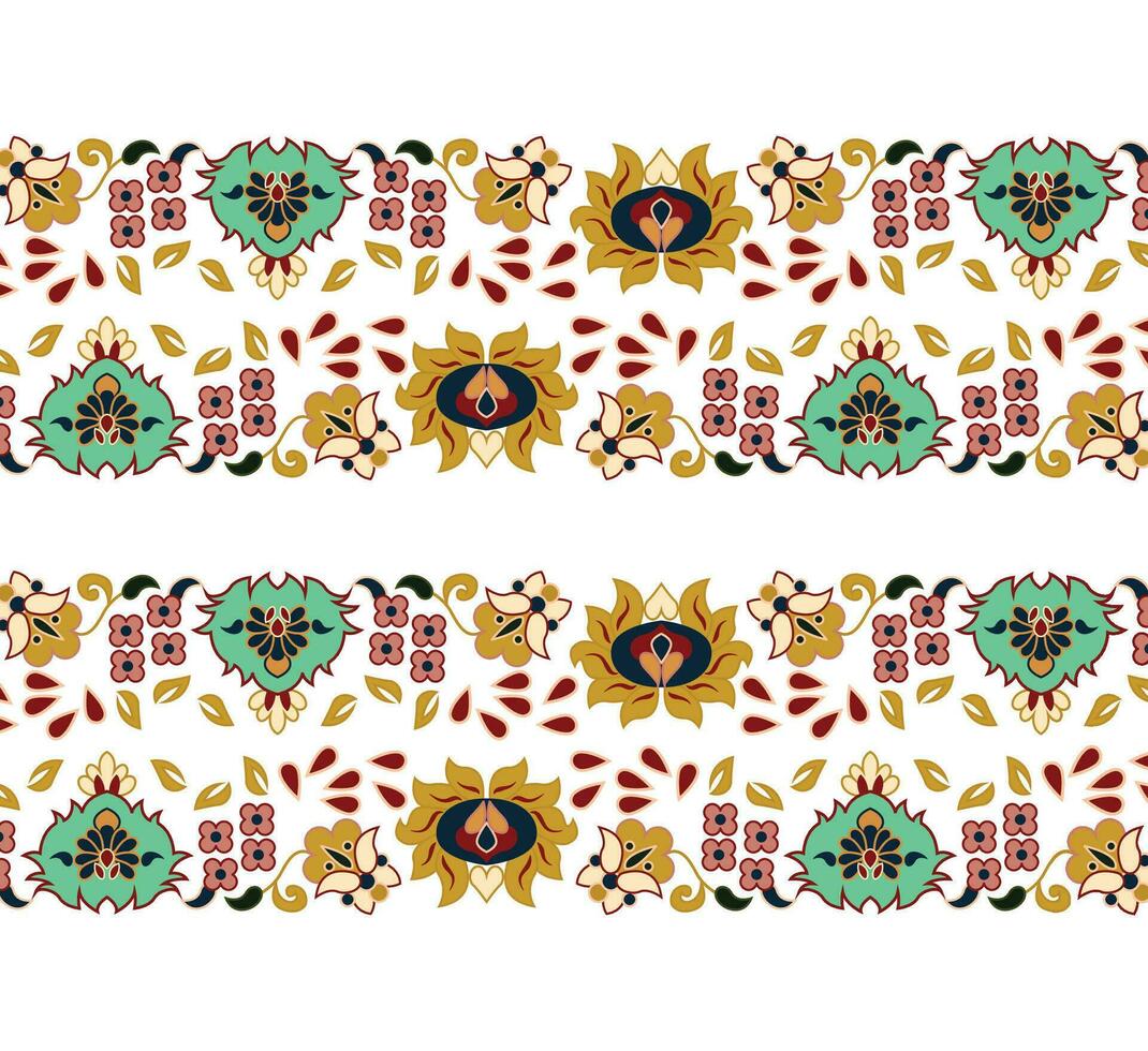 A pattern borders of flowers and leaves on a white background vector