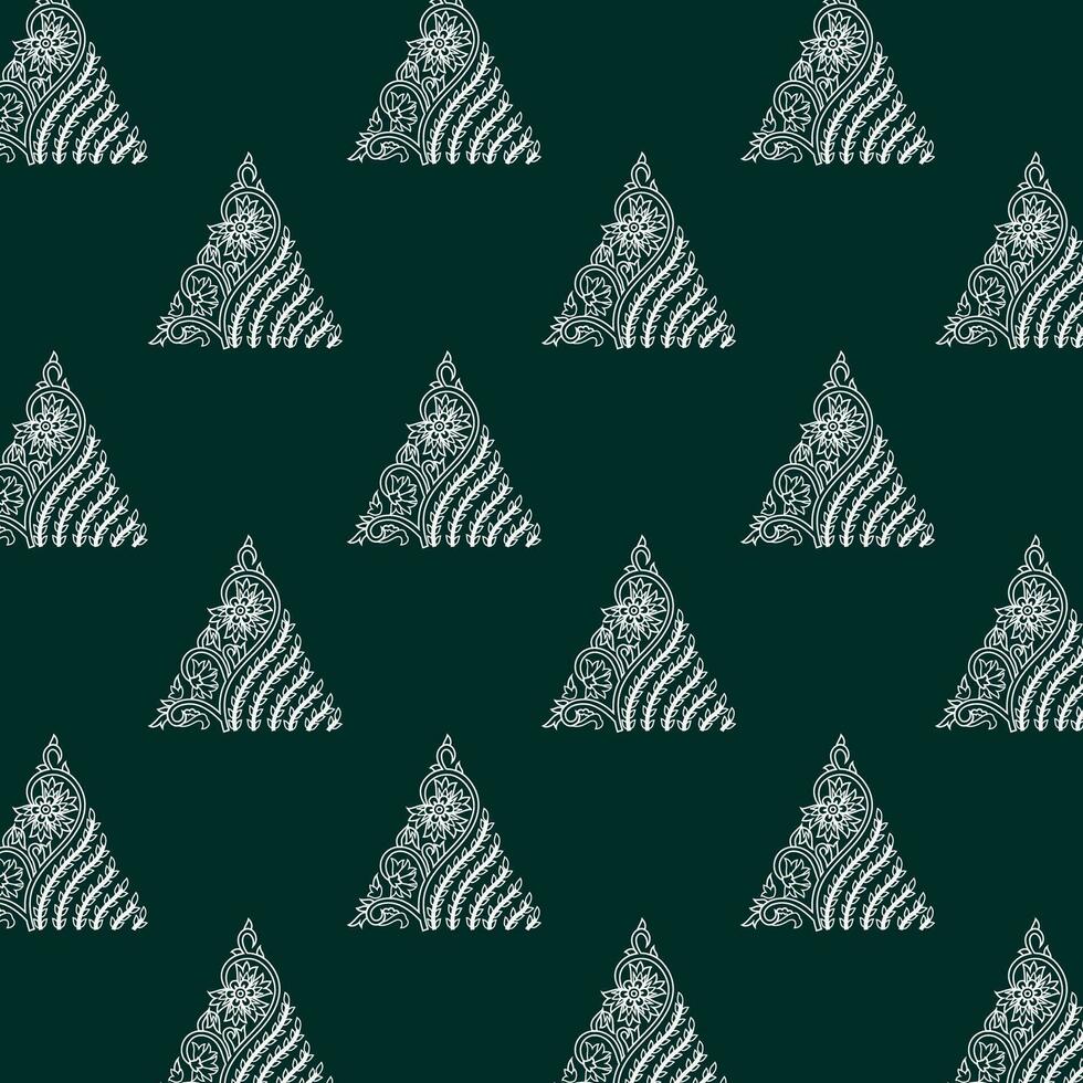 A vibrant geometric seamless pattern of green and white triangles vector