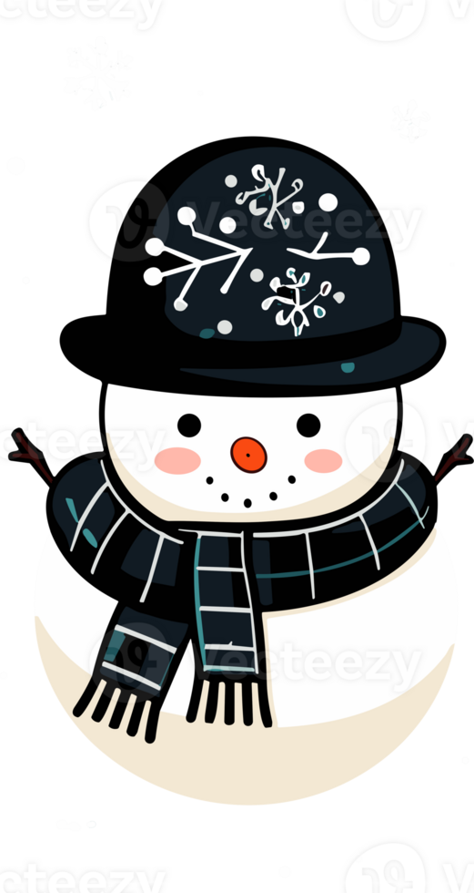 Whimsical Winter Charm with Adorable Snowman png