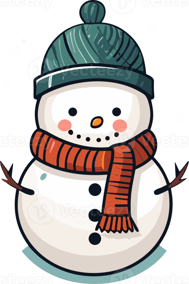 Whimsical Winter Charm with Adorable Snowman png