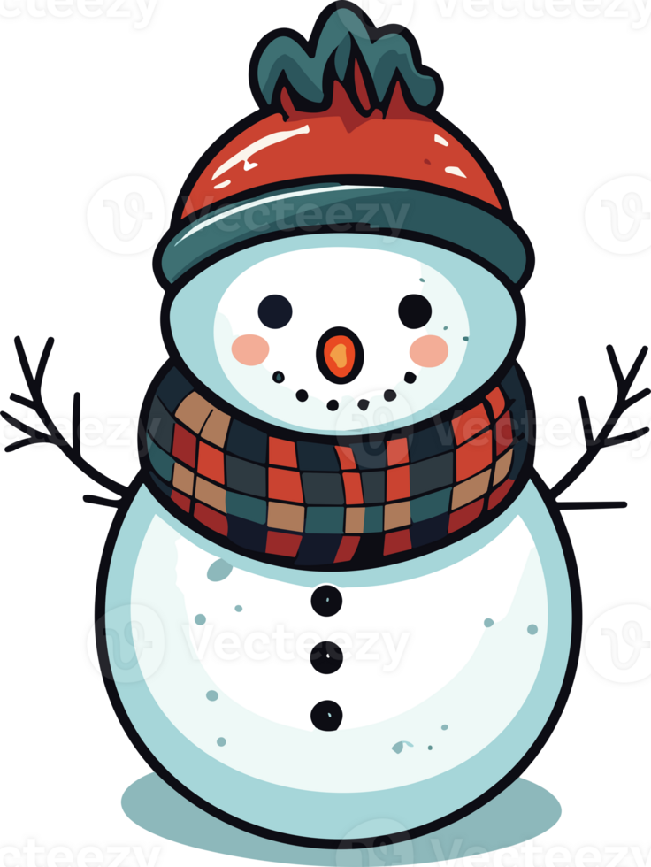 Whimsical Winter Charm with Adorable Snowman png