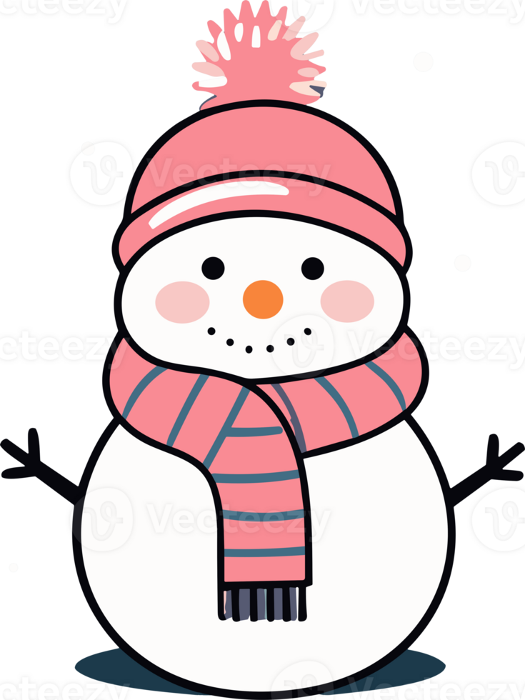 Whimsical Winter Charm with Adorable Snowman png