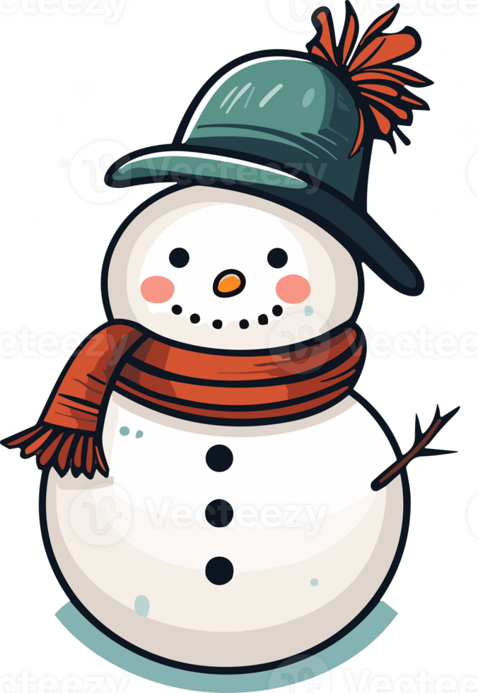 Whimsical Winter Charm with Adorable Snowman png