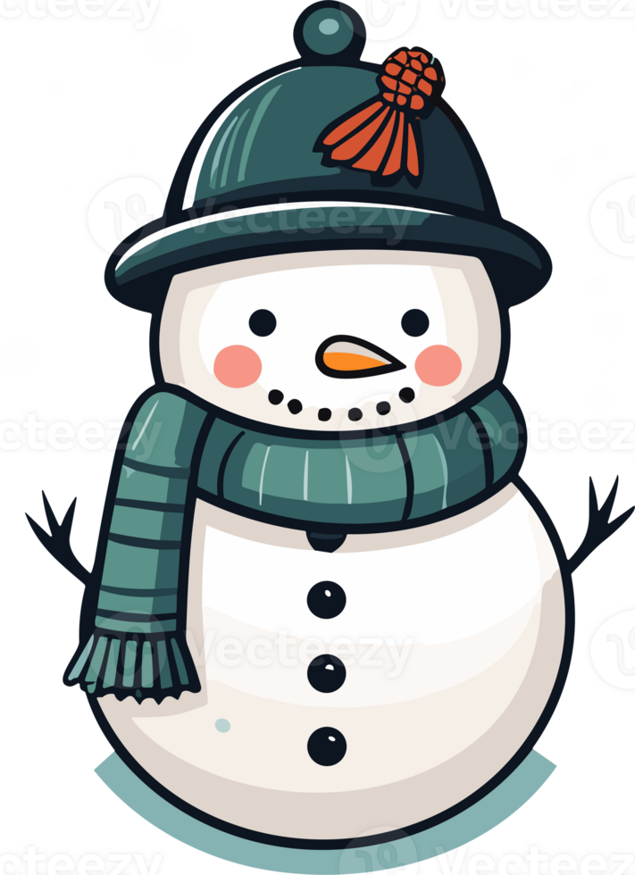 Whimsical Winter Charm with Adorable Snowman png