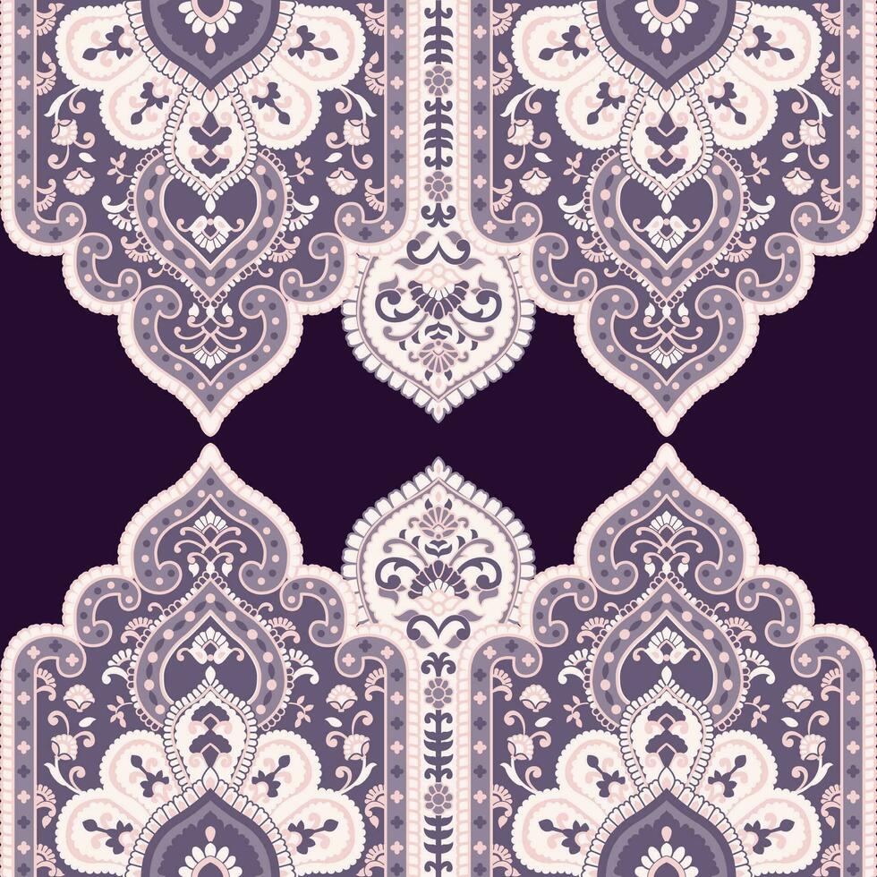 A vibrant purple and white pattern against a purple backdrop, repeated seamless pattern, border vector