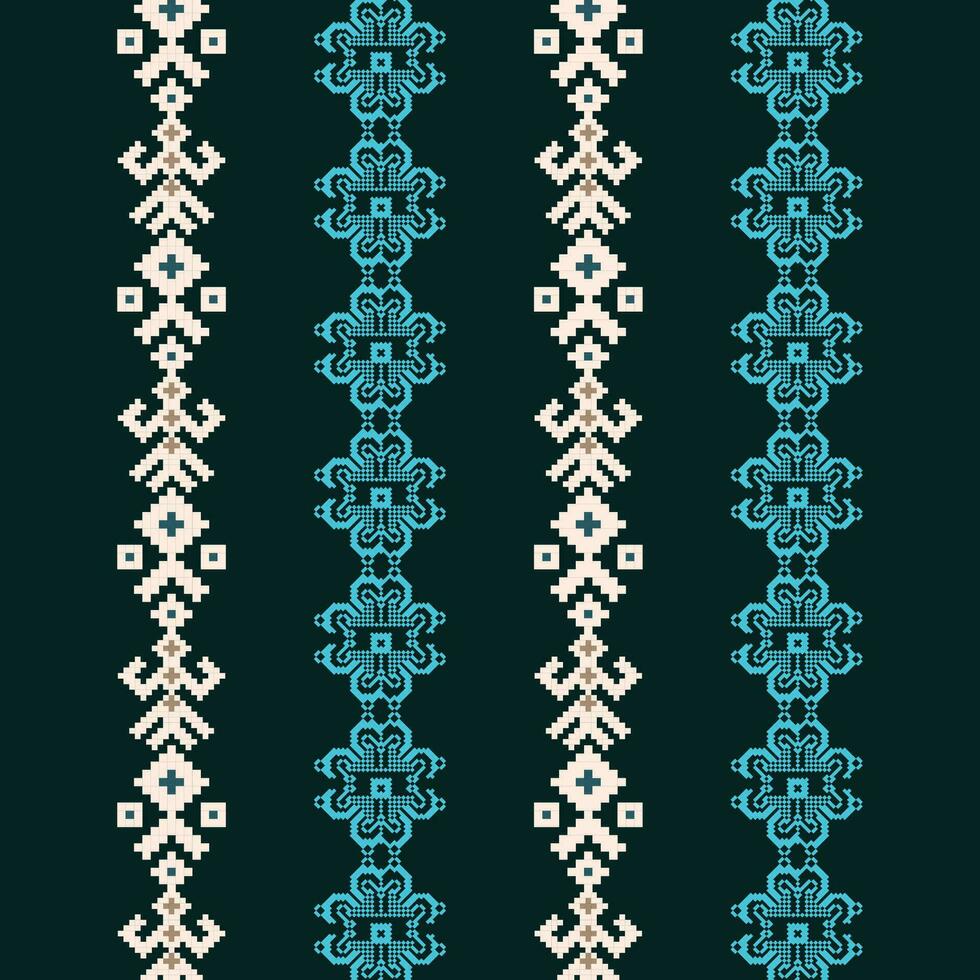 A cross stitch pattern on a black background vector