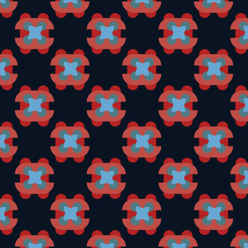 Illustration of a vibrant geometric pattern with blue and red colors on a black background vector
