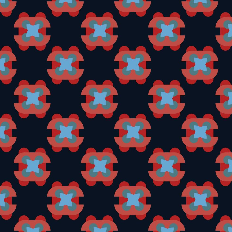 Illustration of a vibrant geometric pattern with blue and red colors on a black background vector