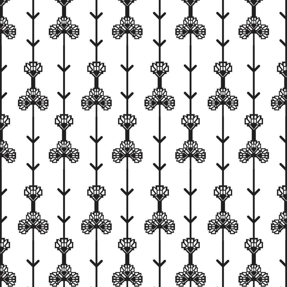 A black and white floral pattern on a white background, repeated seamless pattern vector