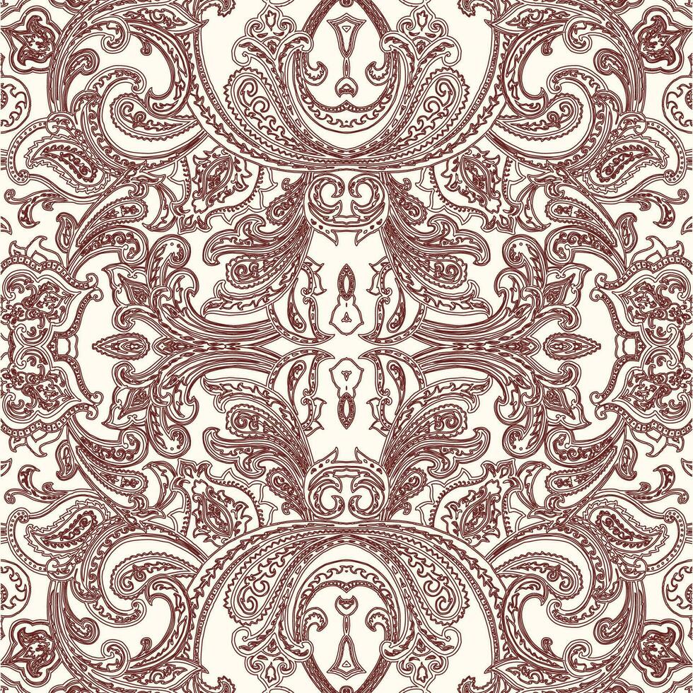 A red and white paisley pattern on a white background vector