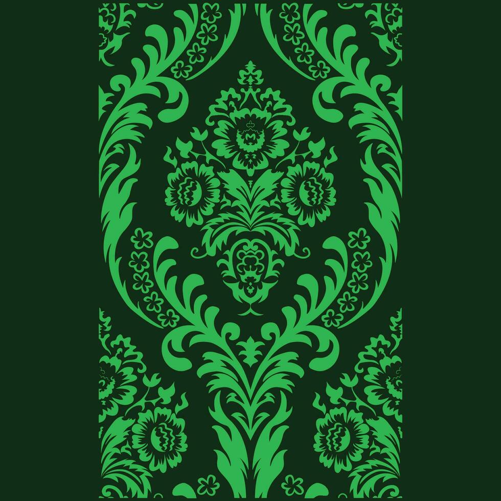 A green and black wallpaper with a floral design vector