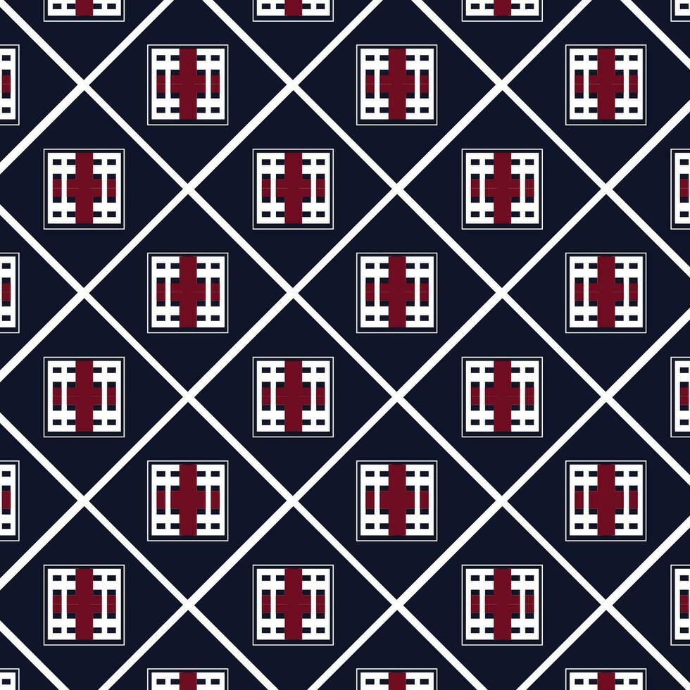 A black and white seamless repeated pattern with red and white squares vector