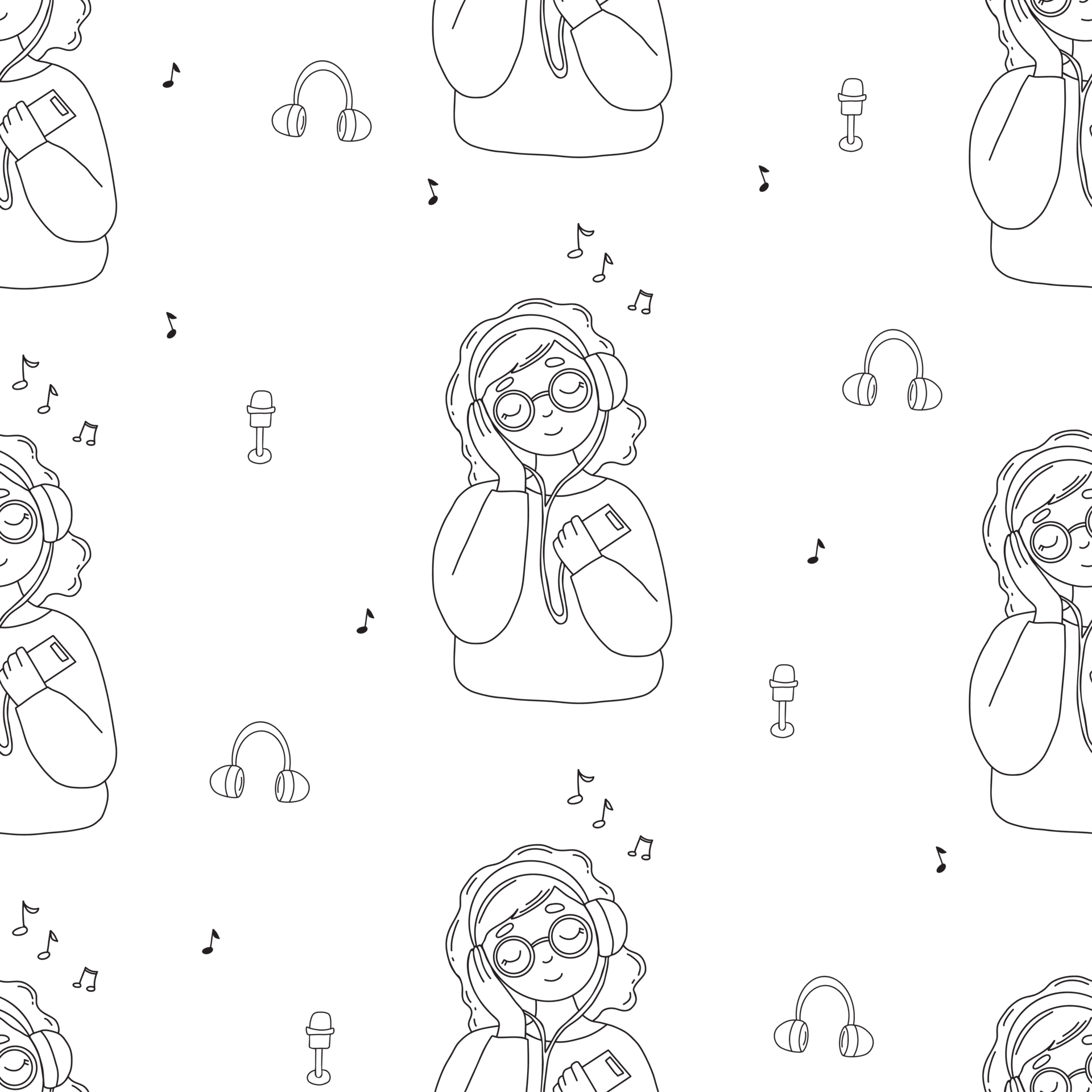 Seamless Pattern With Girl In Headphones 32503816 PNG seamless-pattern-with-girl-in-headphones-32503816-png