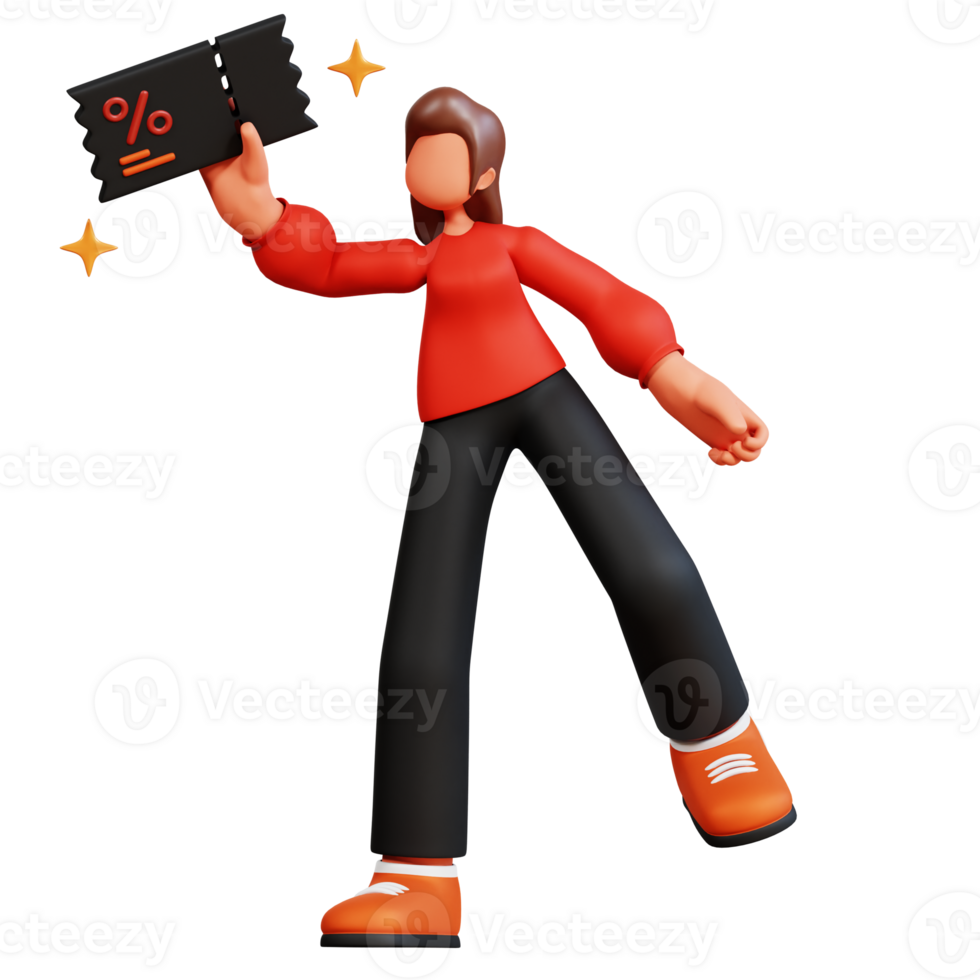 3D Female Character Illustration Black Friday png