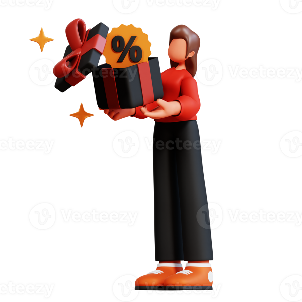 3D Female Character Illustration Black Friday png