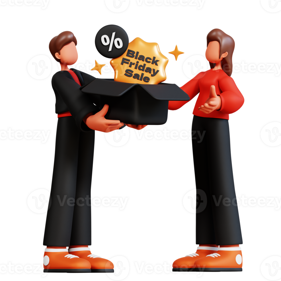 3D Couple Character Illustration Black Friday png