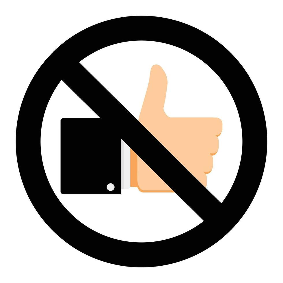No like in social network. Stop hand thumb up finger, no success approve positive in web. Vector illustration