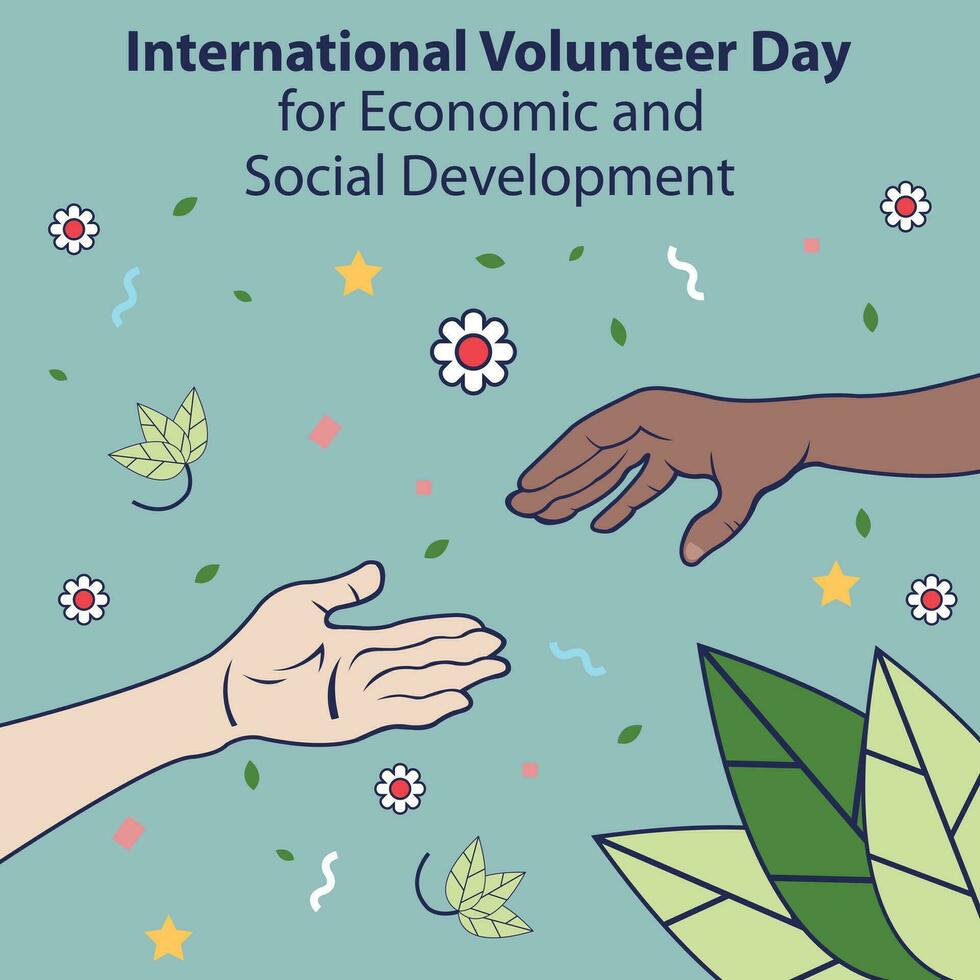 illustration vector graphic of hand reaches for the other hand, perfect for interational day, volunteer day, economic and social, development, celebrate, greeting card, etc.