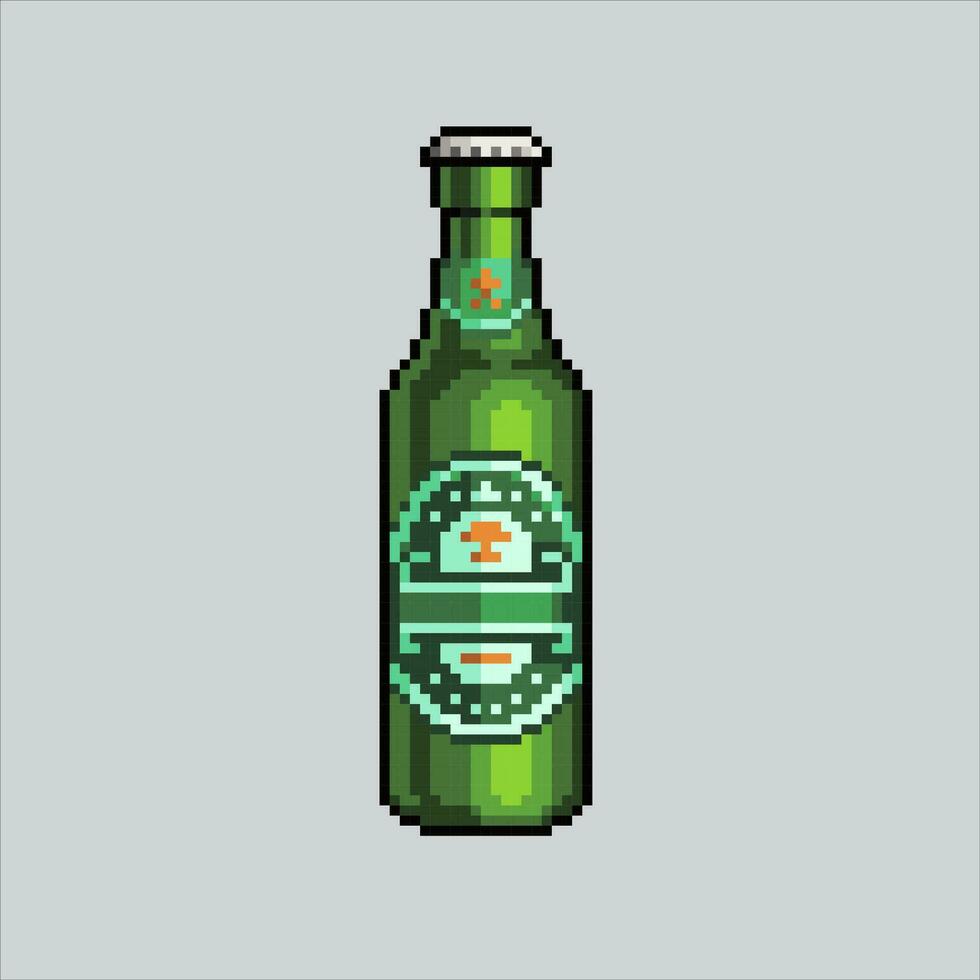 píxel Arte ilustración cerveza botella. pixelado cerveza. cerveza botella icono pixelado para el píxel Arte juego y icono para sitio web y vídeo juego. antiguo colegio retro vector