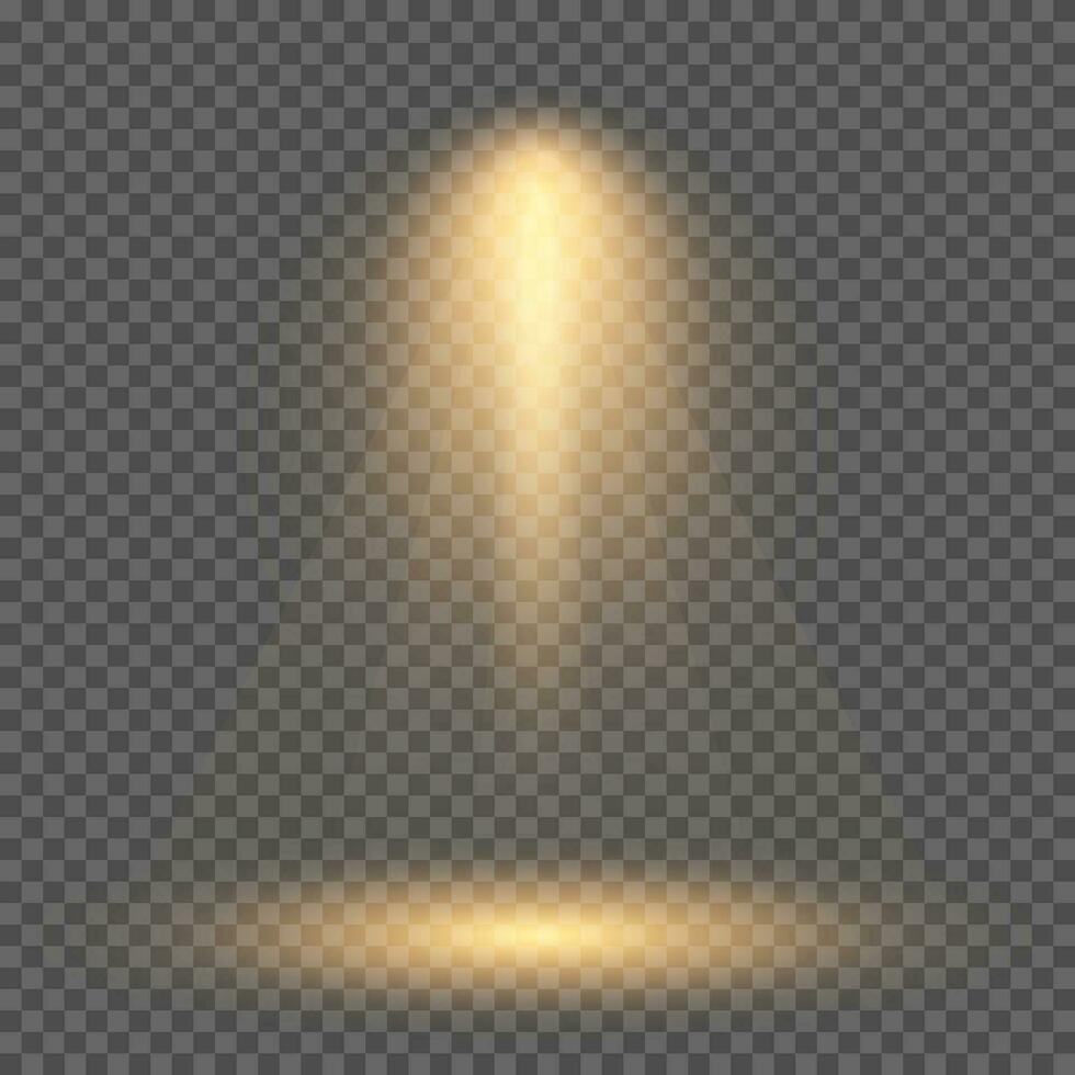 Cold yellow lighting with spotlight. Scene illumination effects on a dark background. Vector illustration