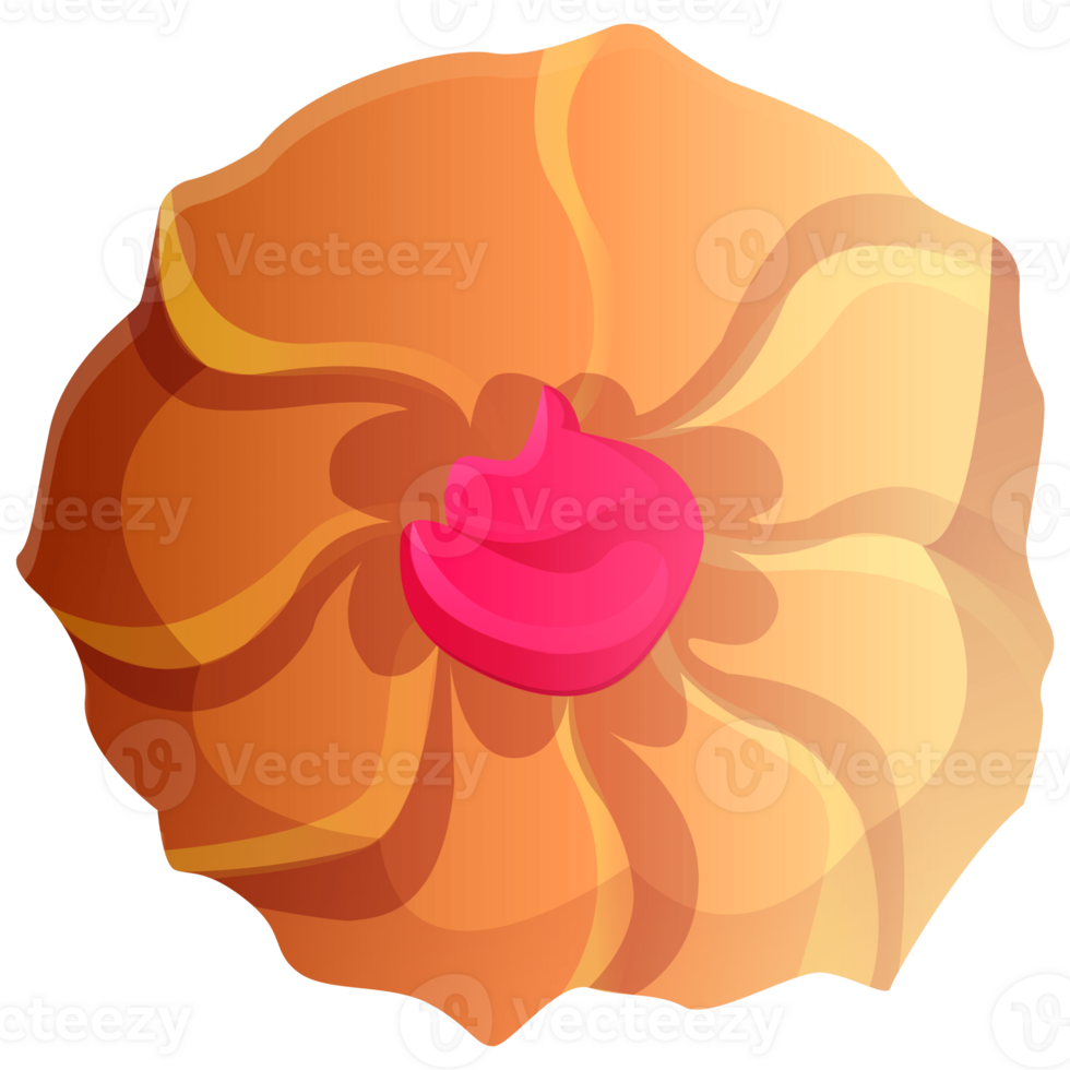 Sweet cookies with filling, sweet and glossy with pink glaze.  Cartoon illustration. Bread, pastry clipart, icon for graphic resources for apps, menues. png