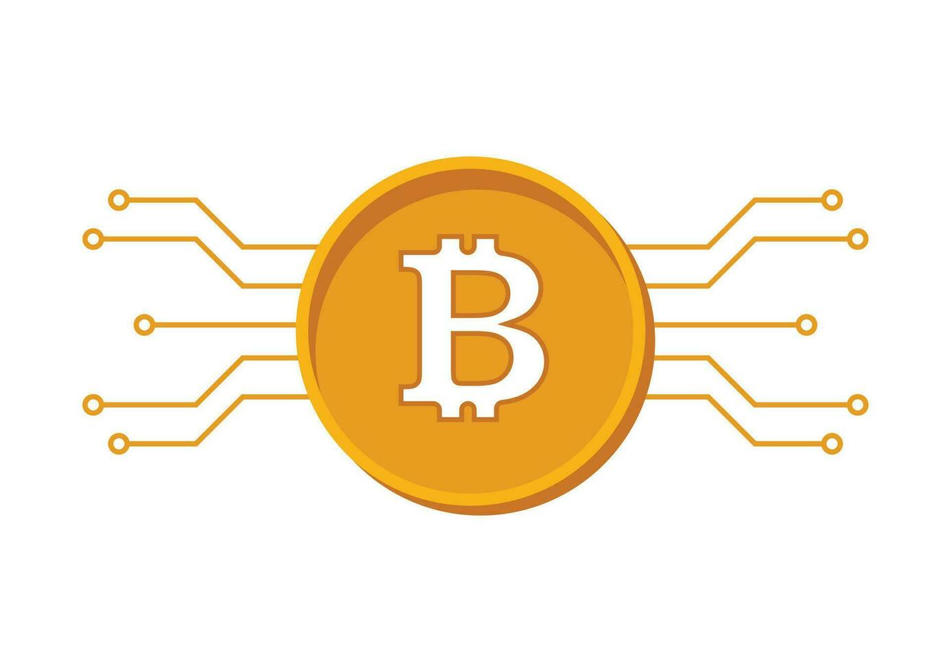 Crypto currency icon, golden  bitcoin vector logo, digital payment symbol