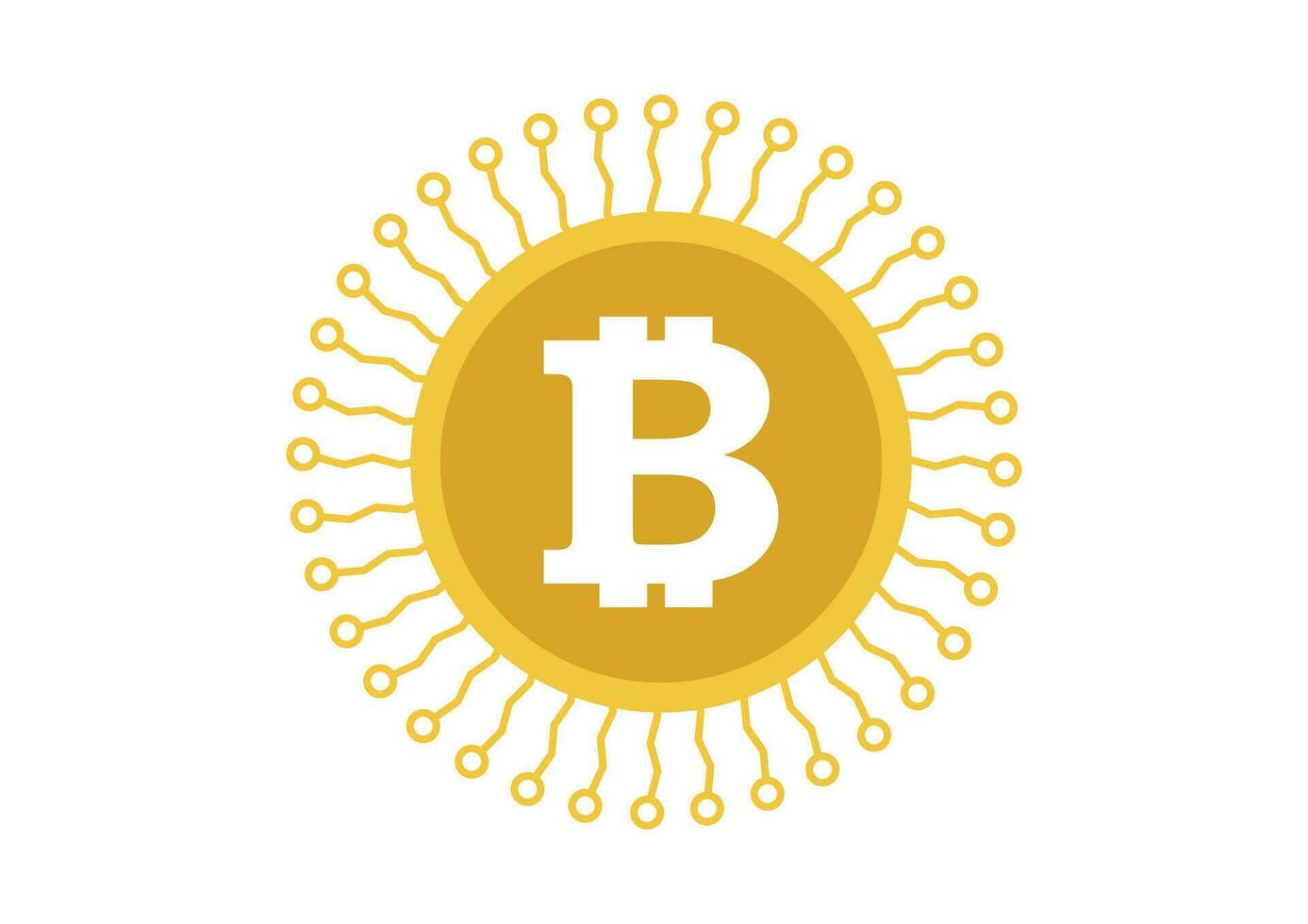 Crypto currency icon, golden  bitcoin vector logo, digital payment symbol