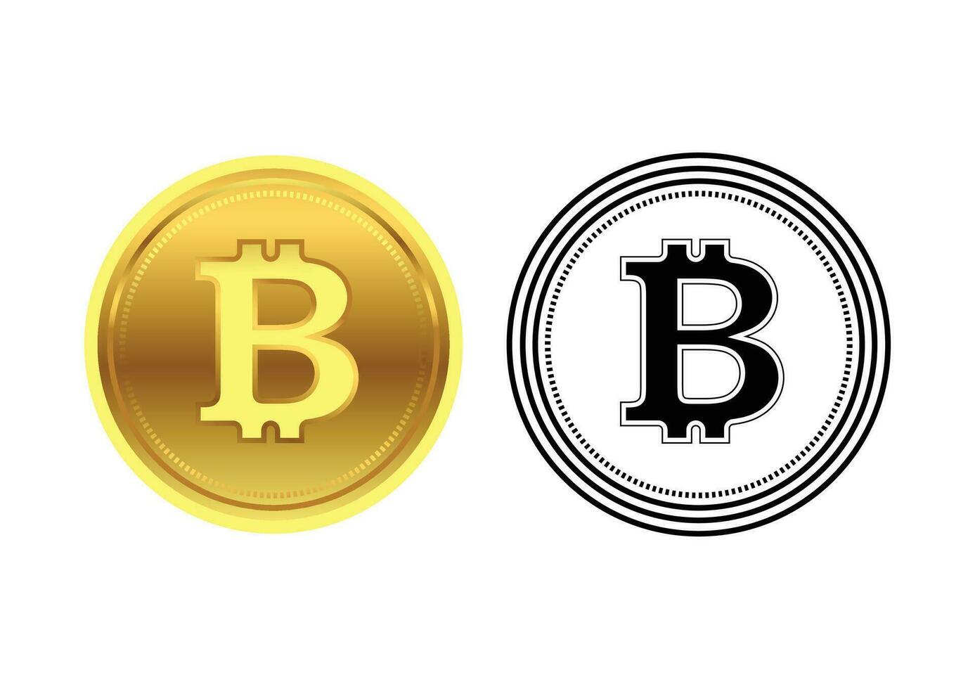 Crypto currency icon, golden  bitcoin vector logo, digital payment symbol