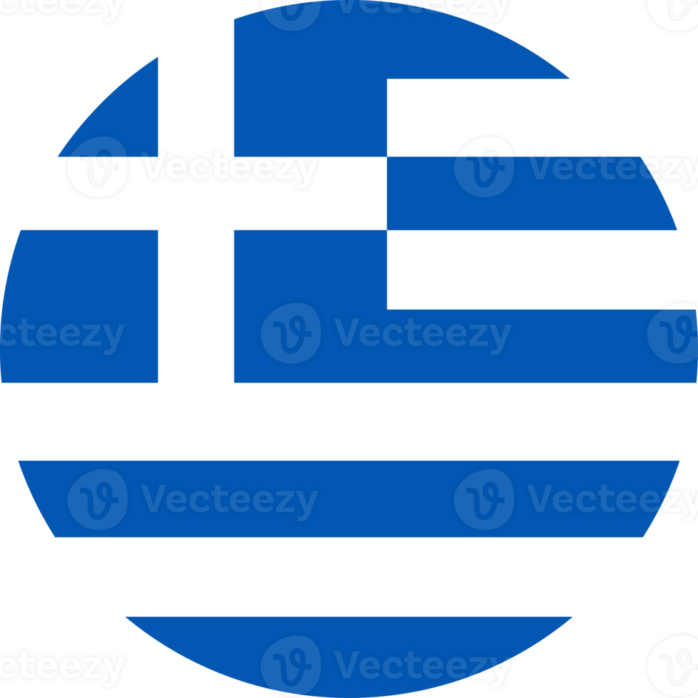 grekland runda flagga. cirkulär knapp, baner, ikon. nationell tecken. resa ikon, symbol. png