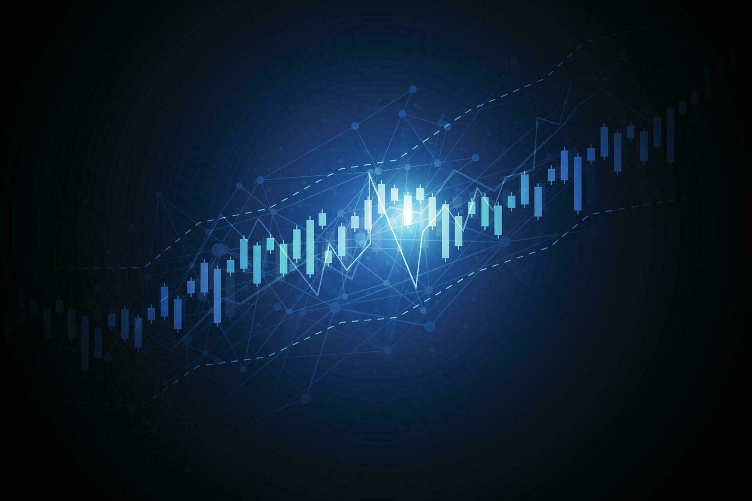 Gráfico del gráfico del palo de la vela del negocio del comercio de inversiones del mercado de valores en el diseño del fondo blanco punto alcista, tendencia del gráfico. ilustración vectorial vector