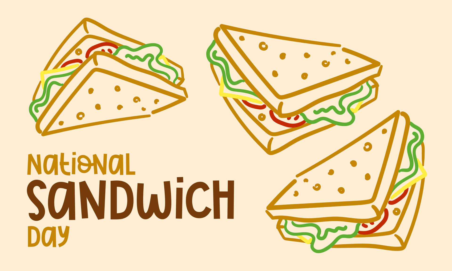 Vector graphics of national Sandwich Day are good for celebrating
