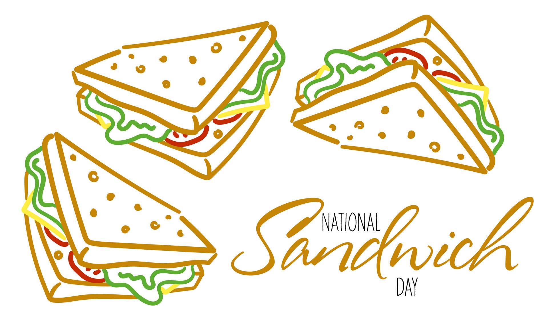 Vector graphics of national sandwich day are good for celebrating with
