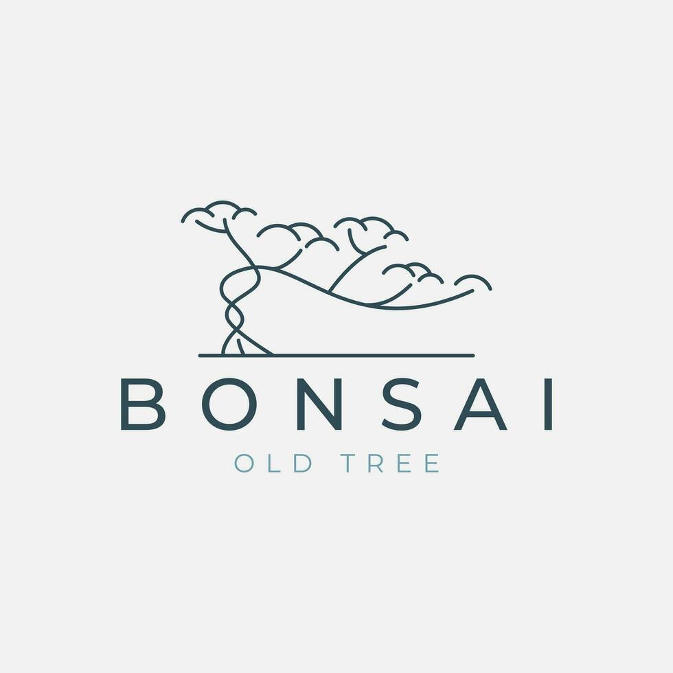 vector of bonsai tree line art logo illustration template design, icon symbol japanese old tree