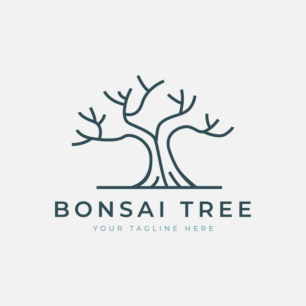 bonsai dried tree linear logo vector illustration template design, icon old tree