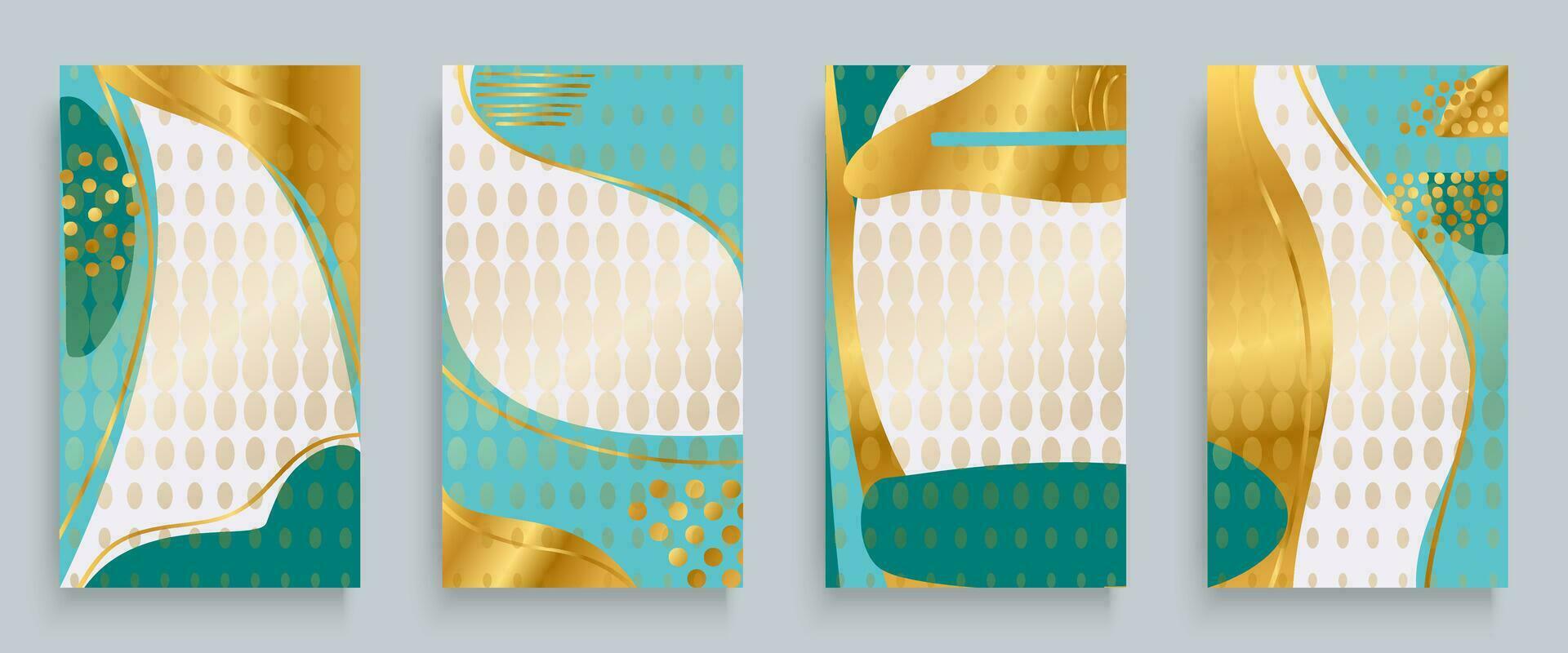 Happy celebration greeting card in empty abstract background for Social media, story, post, poster, invitation, party, banner, event, flyer, print. Modern design vector illustration set in pastel gold