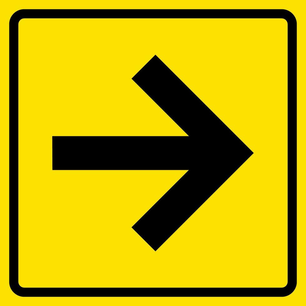 Black Arrow Sign On Square Yellow Background, Sticker, For Print, Plot, Cut vector