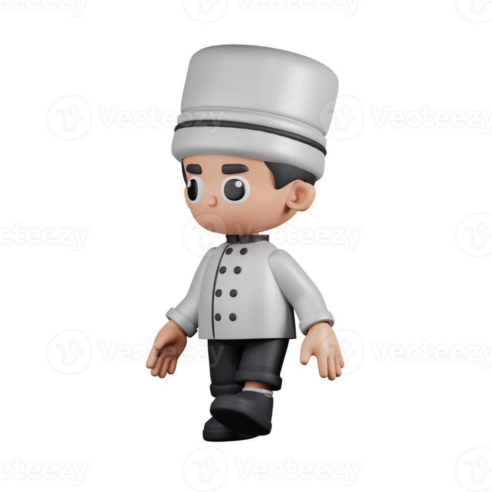3d Character Chef Walking Pose. 3d render isolated on transparent backdrop. png